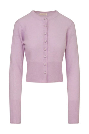 Adeanne Cropped Cashmere Cardigan in Iris Petal