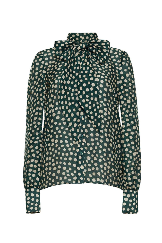 Chili Shirt in Abstract Dot Green Turtledove