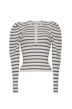 Jade Top in Ivory Black Stripe