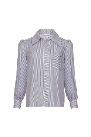 Jade Shirt in Embellished Croquet Stripe