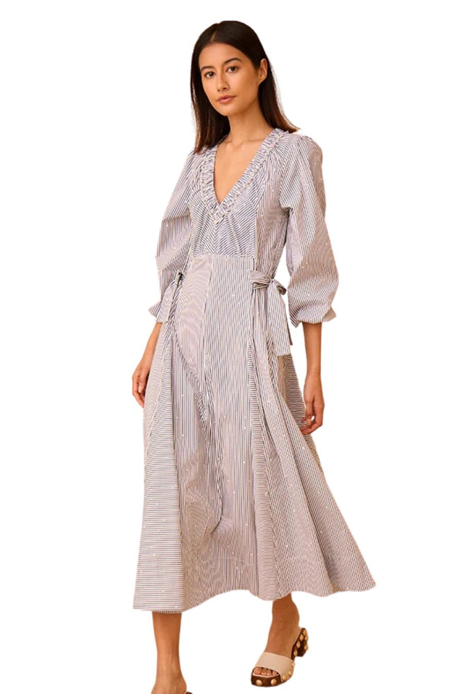 Vera Dress in Embellished Croquet Stripe