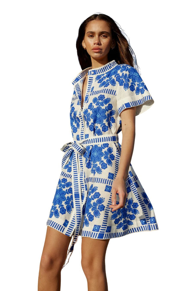 Nami Dress in Mediterranean/Foam