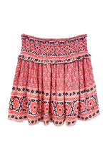 Ruffled Smocked Skirt in Pink/Navy