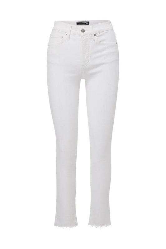 Carly Kick-Flare Jean Raw Hem in White