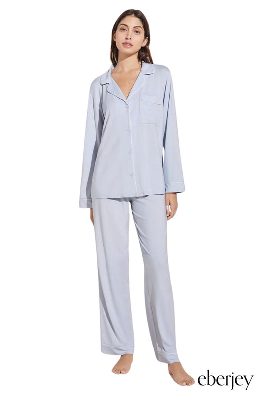 Gisele TENCEL™ Modal Long PJ Set in Ice Blue/Ivory