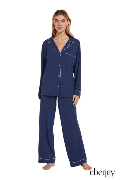 Gisele TENCEL™ Modal Long PJ Set in Navy/Ivory