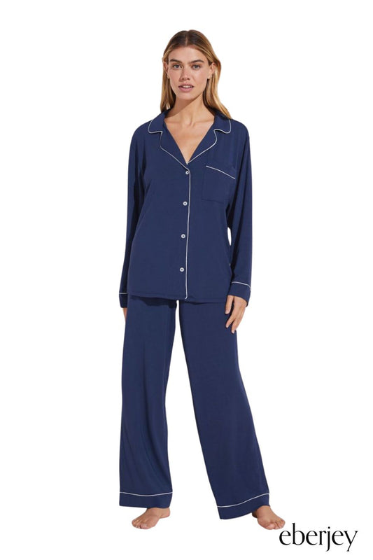 Gisele TENCEL™ Modal Long PJ Set in Navy/Ivory