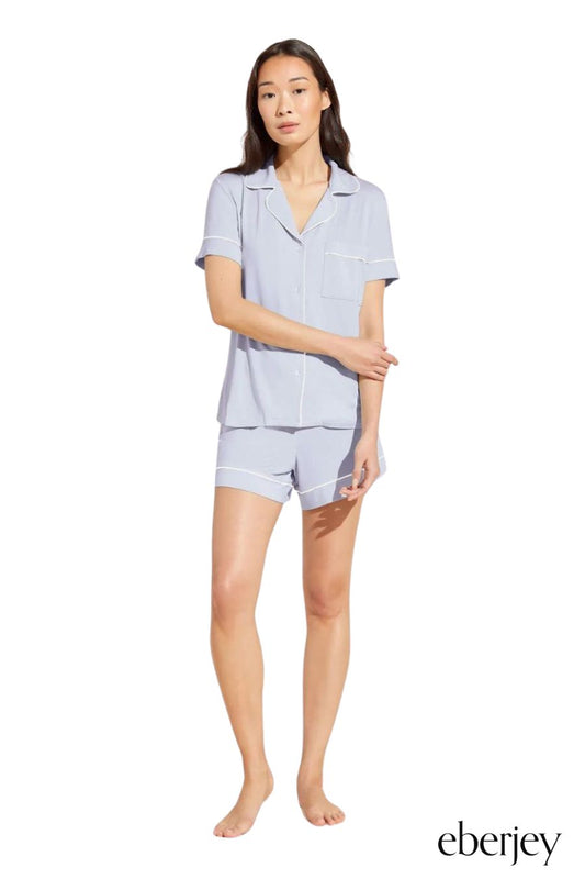 Gisele TENCEL™ Modal Relaxed Short PJ Set in Ice Blue/Ivory