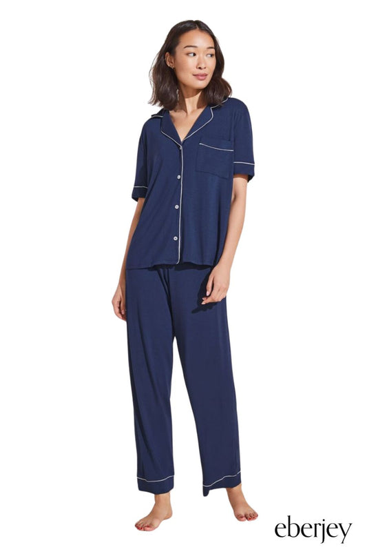 Gisele TENCEL™ Modal Short Sleeve & Pant PJ Set in Navy/Ivory