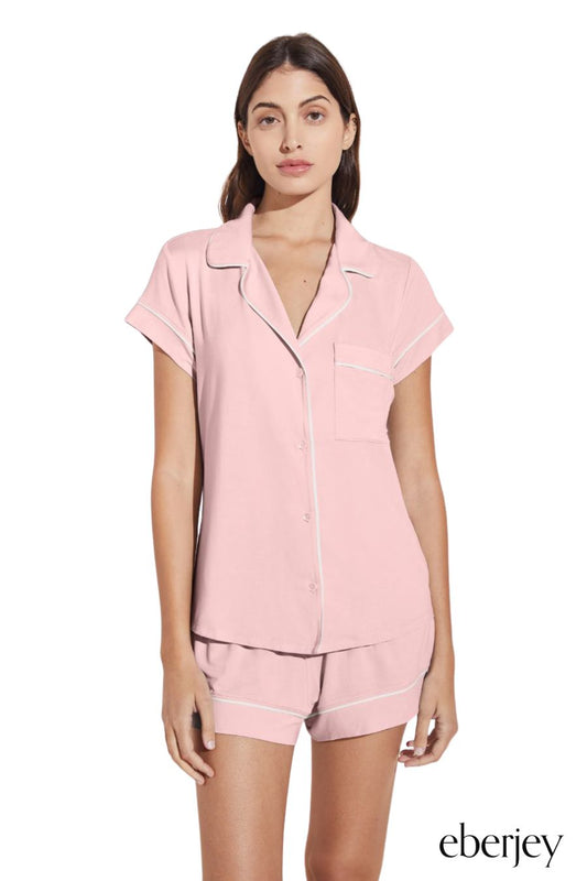 Gisele TENCEL™ Modal Shortie Short PJ Set in Petal Pink/Ivory