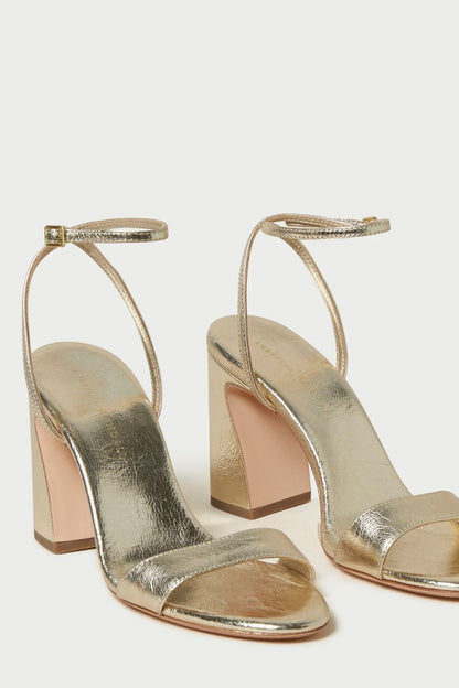 Malia Champagne Curved-Heel Sandal
