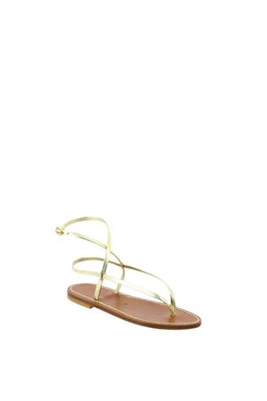 Delta Flat Sandals in Metallic Gold Leather