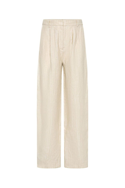 Lucille Trouser in Beige Pinstripe