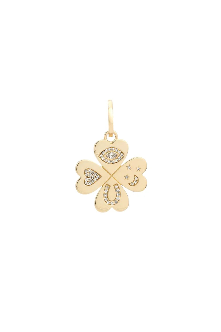 Good Luck Diamond Clover Hinged Charm