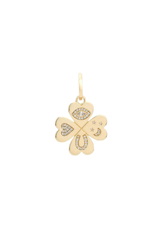 Good Luck Diamond Clover Hinged Charm