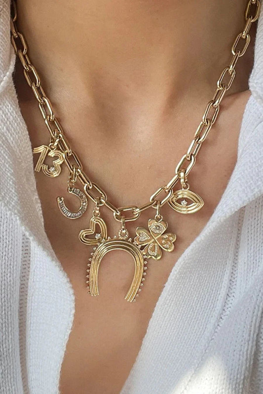 Good Luck Diamond Clover Hinged Charm