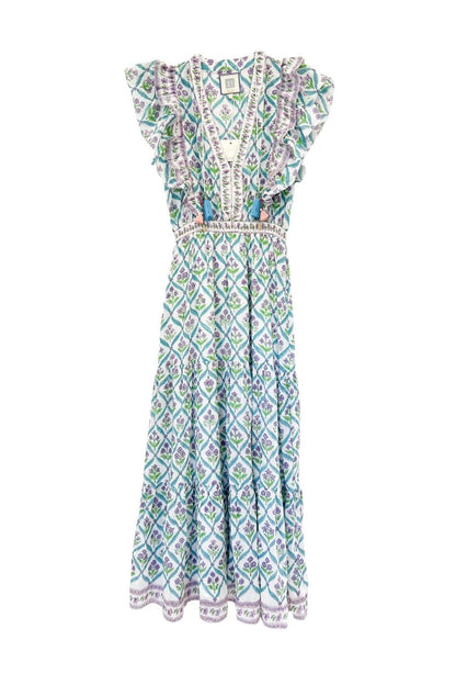 Phoebe Maxi Dress in Turquoise/Purple