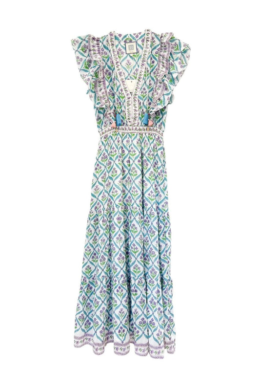 Phoebe Maxi Dress in Turquoise/Purple