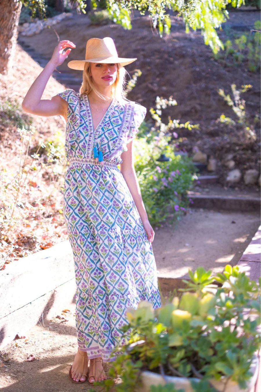 Phoebe Maxi Dress in Turquoise/Purple