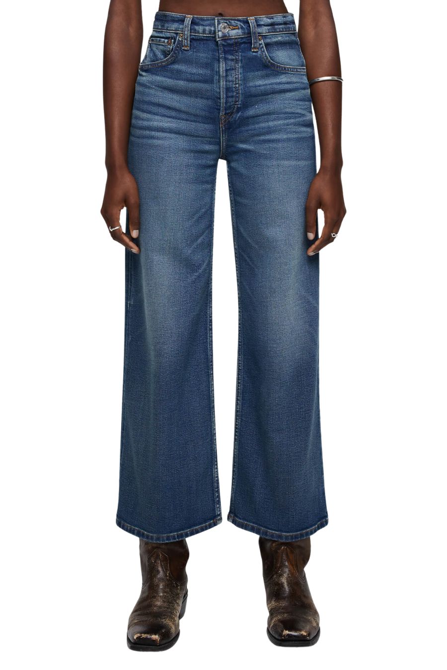 Comfort Stretch High Rise Wide Leg Crop in Crafted Indigo