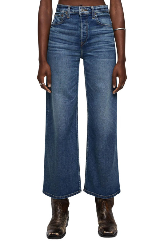 Comfort Stretch High Rise Wide Leg Crop in Crafted Indigo