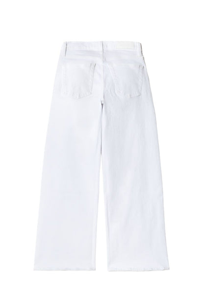 Mid Rise Wide Leg Crop in White