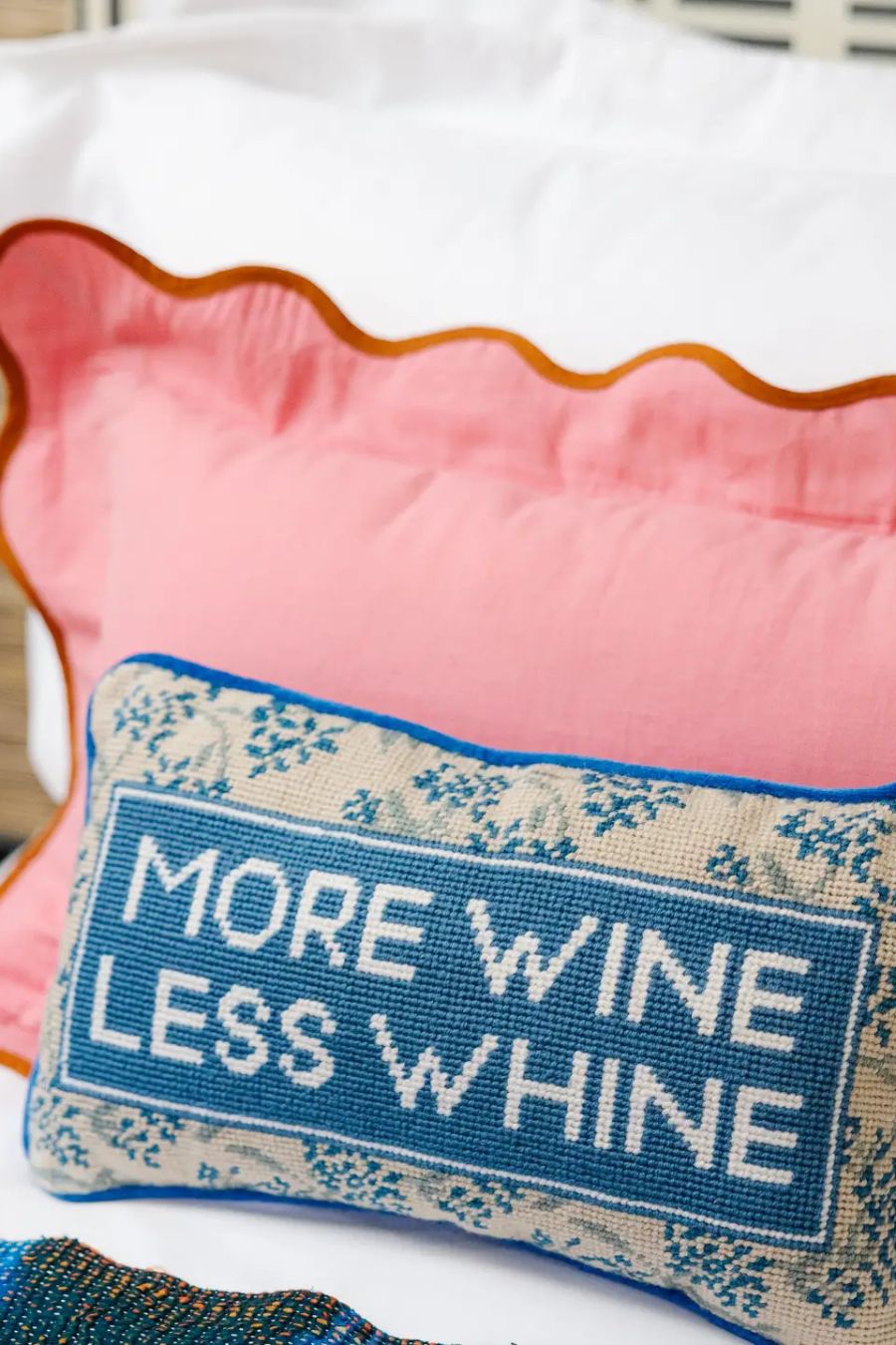 More Wine Needlepoint Pillow