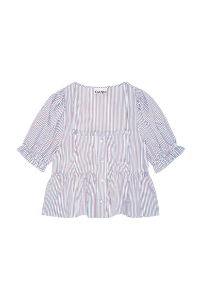 Candy Striped Blouse in Soft Chambray