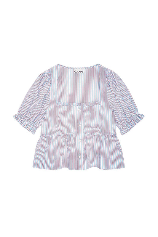 Candy Striped Blouse in Soft Chambray
