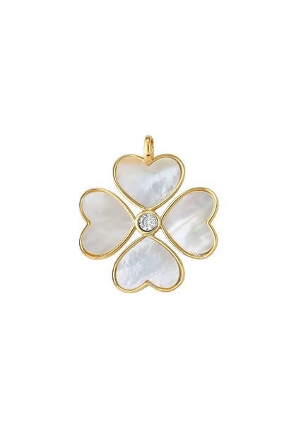 Heart Clover Charm White