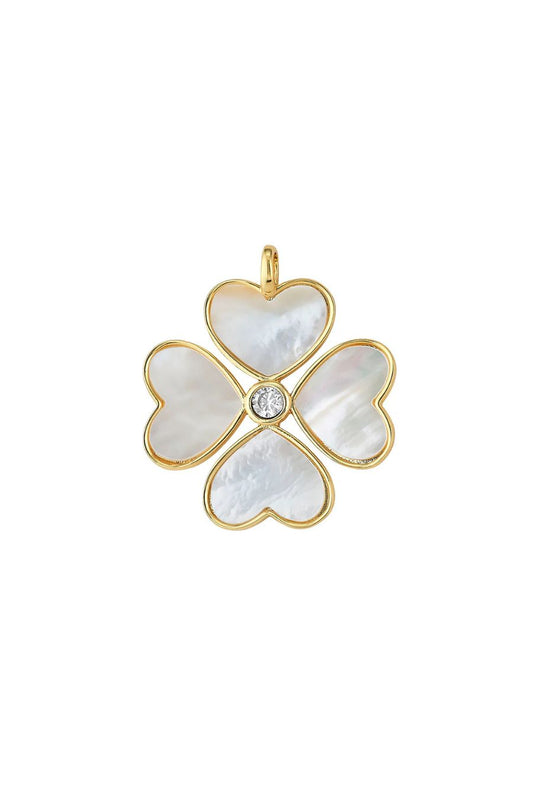Heart Clover Charm White