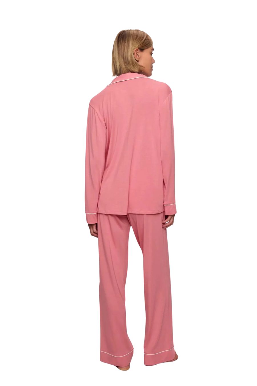 Gisele TENCEL™ Modal Long PJ Set in Sunkissed Coral/Ivory
