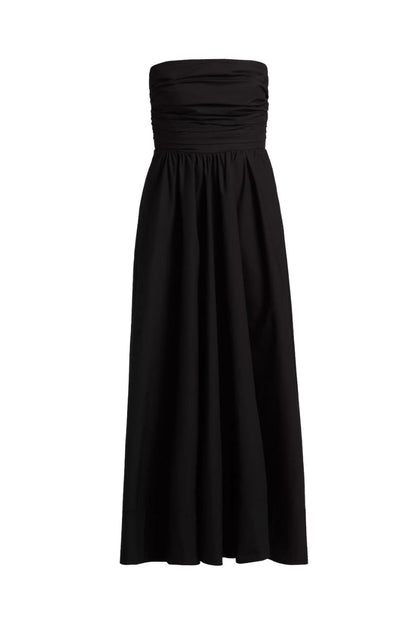 Tate Strapless Midi Dress in Black