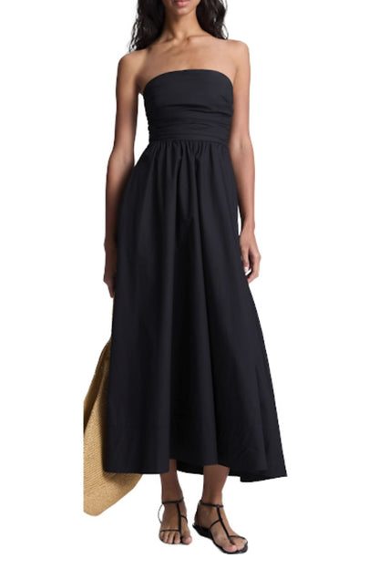 Tate Strapless Midi Dress in Black