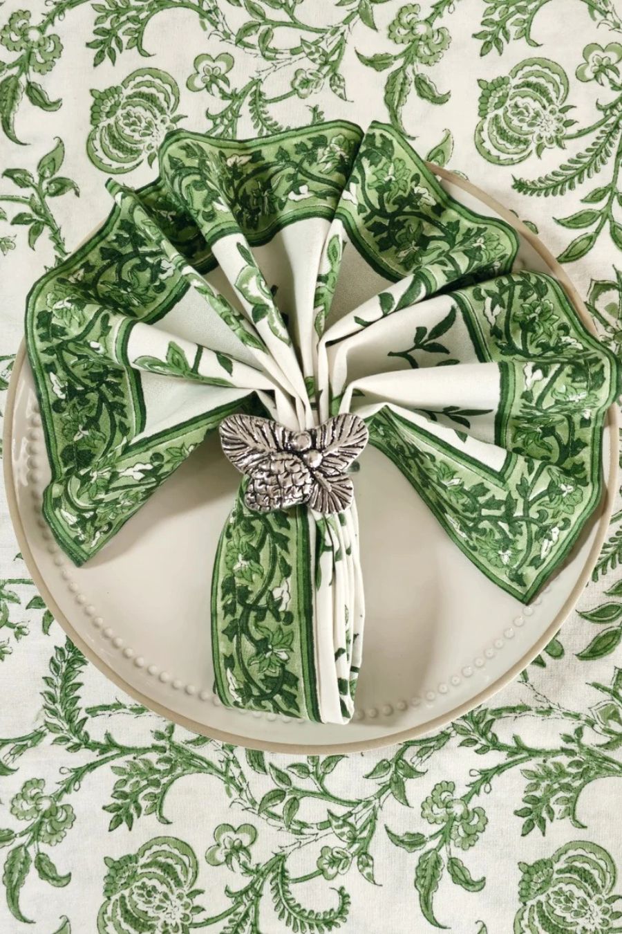 Lilibet Green Buti Napkin | Set of Four