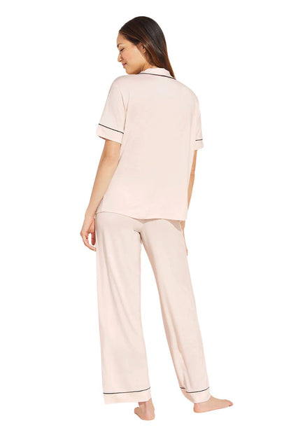 Gisele TENCEL™ Modal Short Sleeve & Pant PJ Set in Sorbet Pink/Black