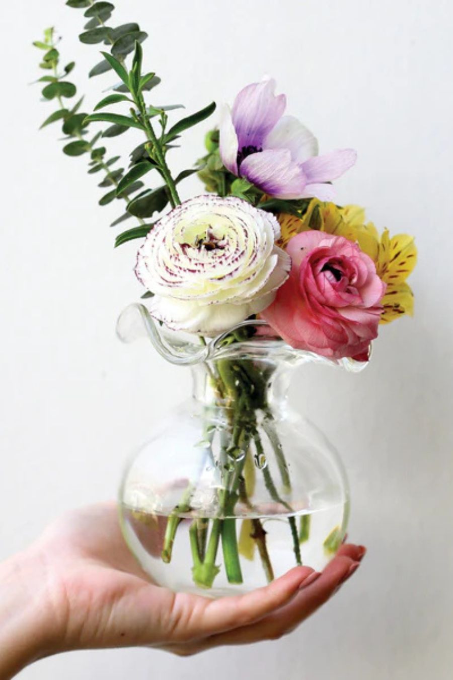 Hibiscus Glass Clear Bud Vase