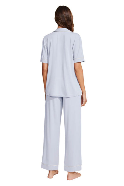 Gisele TENCEL™ Modal Short Sleeve & Pant PJ Set in Ice Blue/Ivory