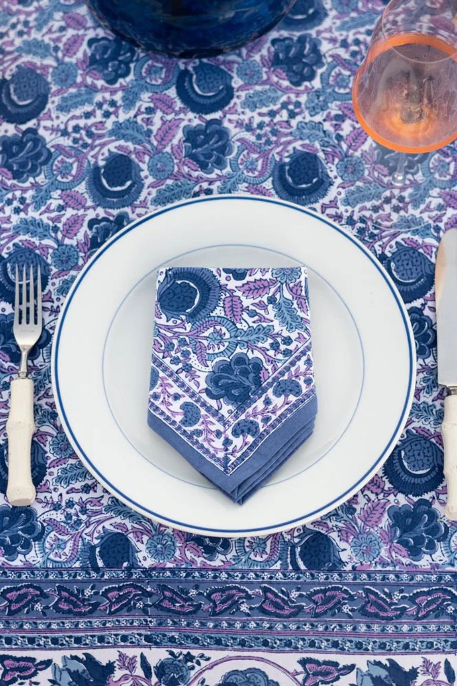 Bohemian Floral Blues & Purple Napkin | Set of 4
