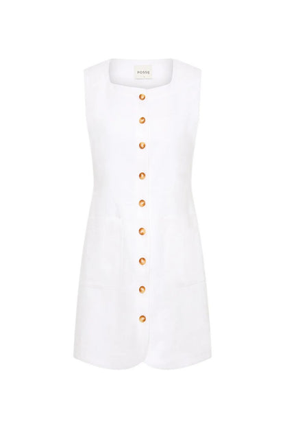Emma Button Down Dress in Ivory