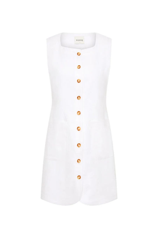 Emma Button Down Dress in Ivory