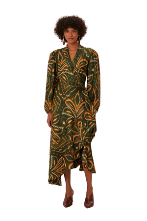 Pineapple Ikat Long Sleeve Midi Dress