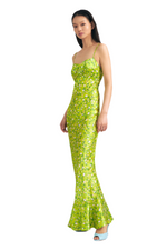 Mimi-B Dress in Lime Spring Flowers