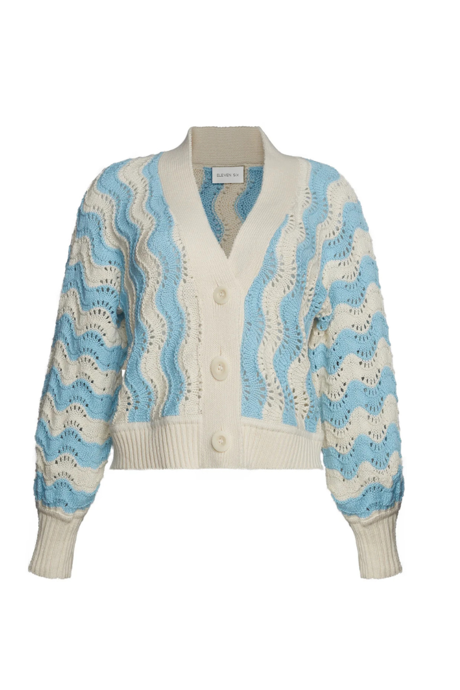 Luna Cardi in Ivory and Robin Egg Blue