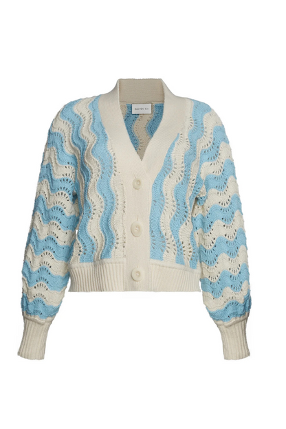 Luna Cardi in Ivory and Robin Egg Blue
