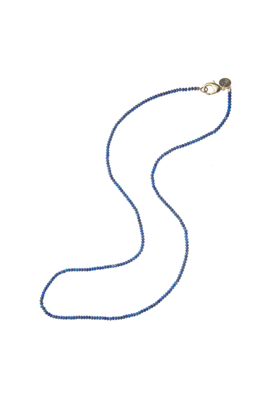 Double Wrap Diamond Cut Beaded Necklace in Lapis