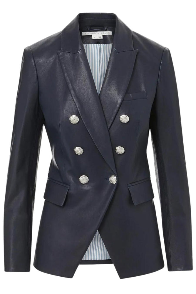 Miller Leather Dickey Jacket in Navy