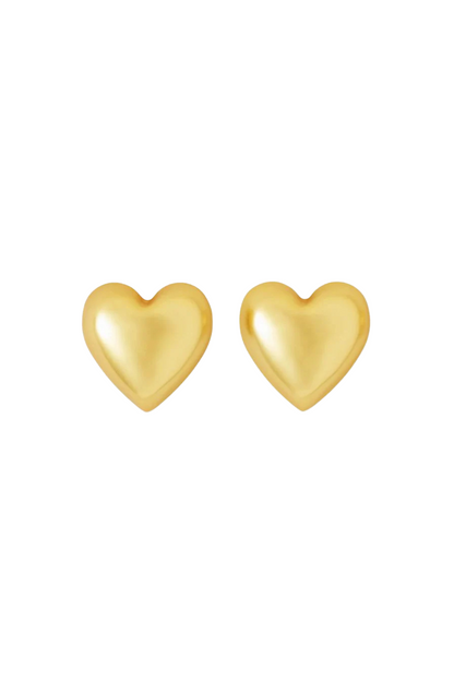 The Puffy Heart Gold Stud Earrings