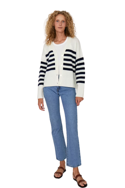 The Raffa Sweater in Cream/Navy