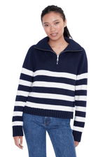 The Matey Sweater in Navy/White